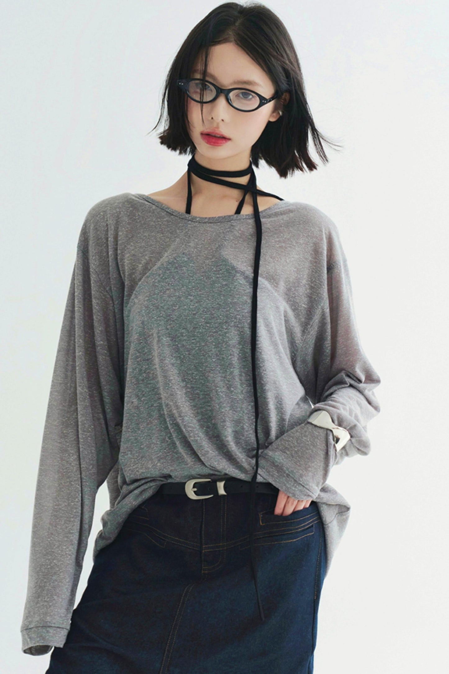Lightweight Sheer V-Neck T-Shirt