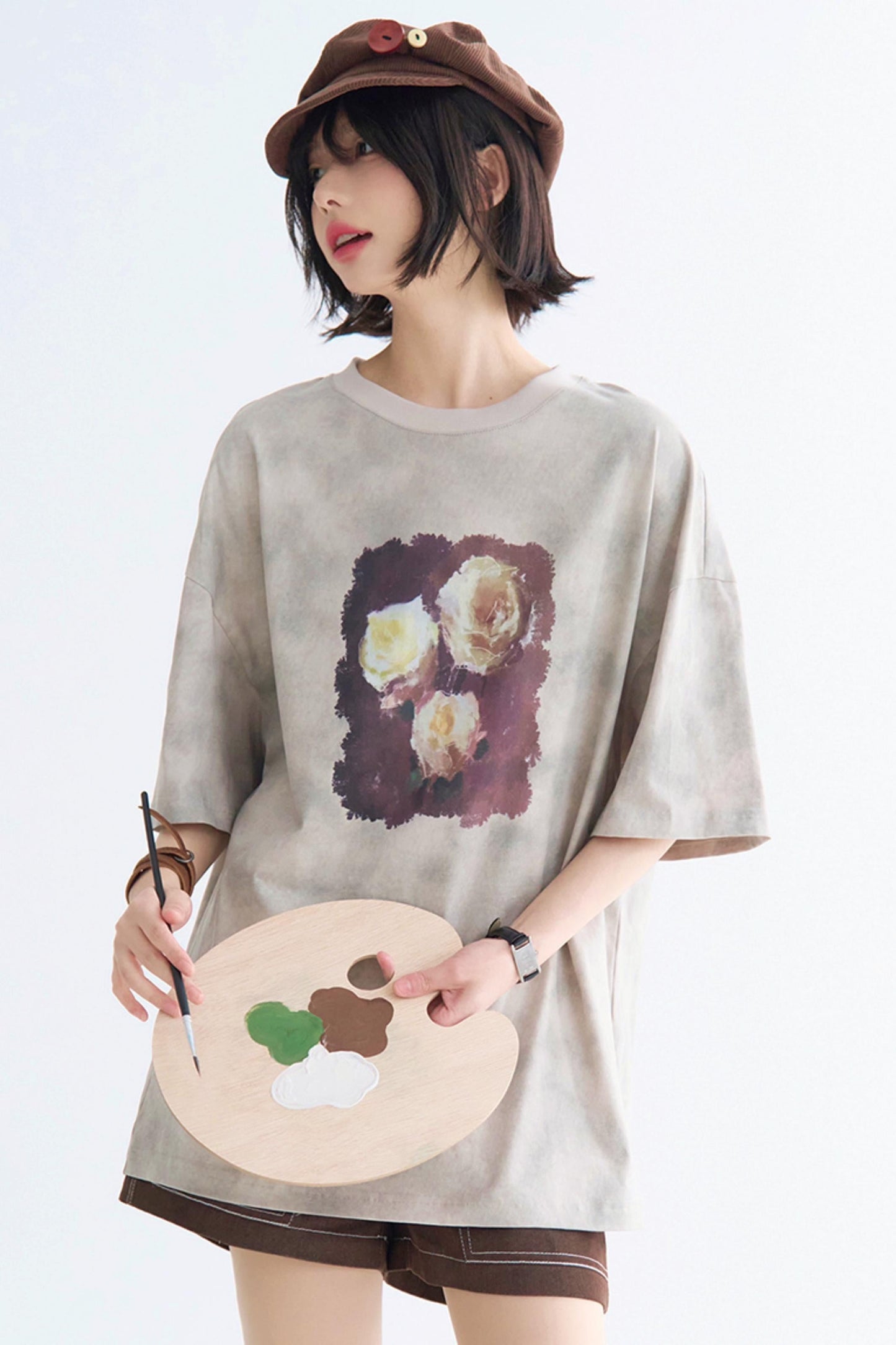 Rose T-Shirt Tie-Dye Print