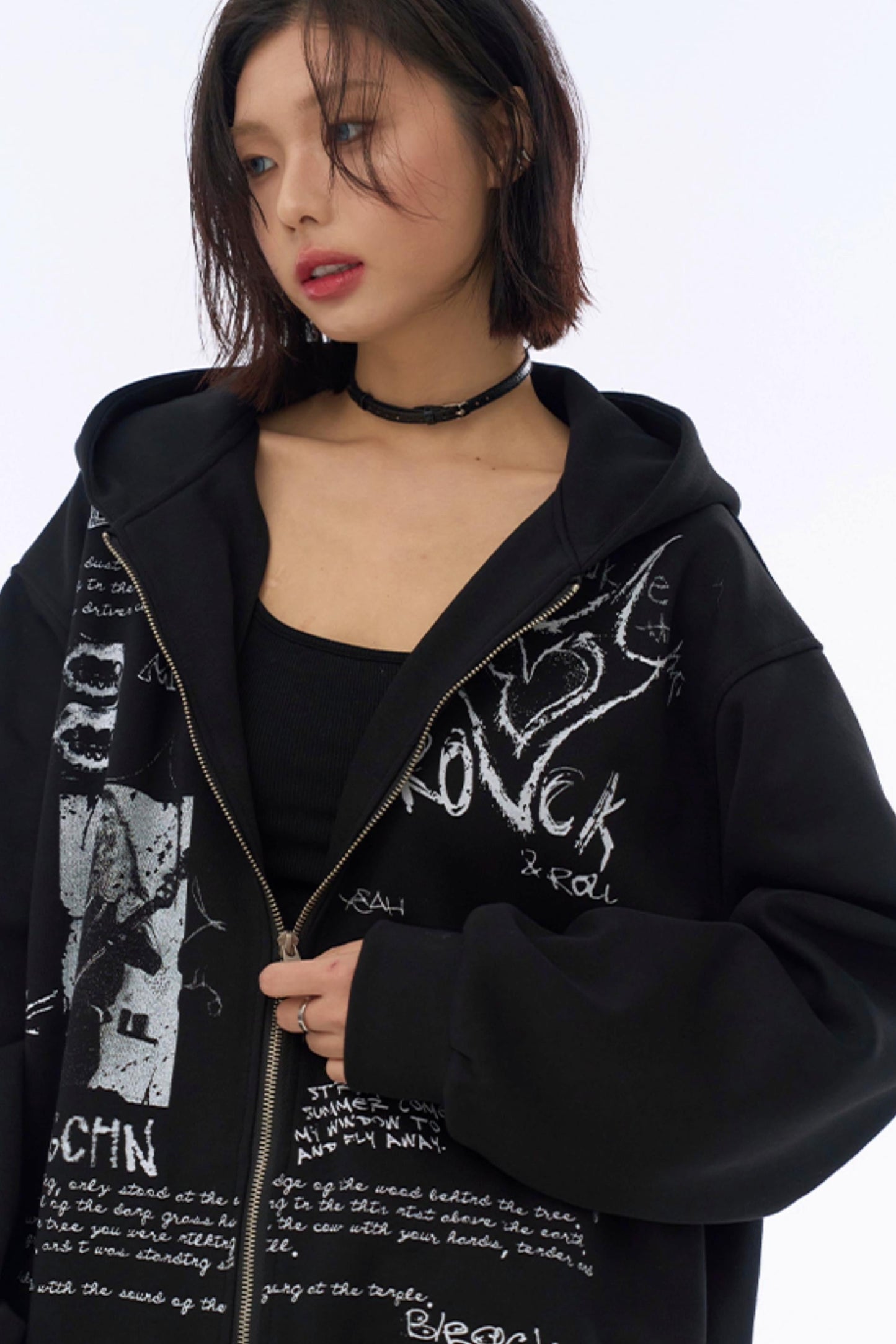 Hooded Loose Hoodie Graffiti