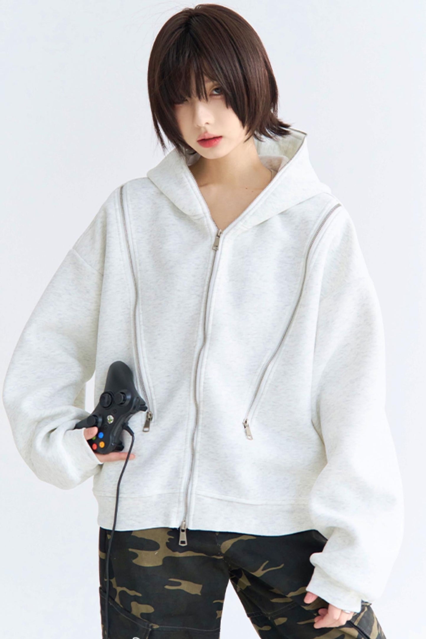 Strickjacke Lässiger Reißverschluss