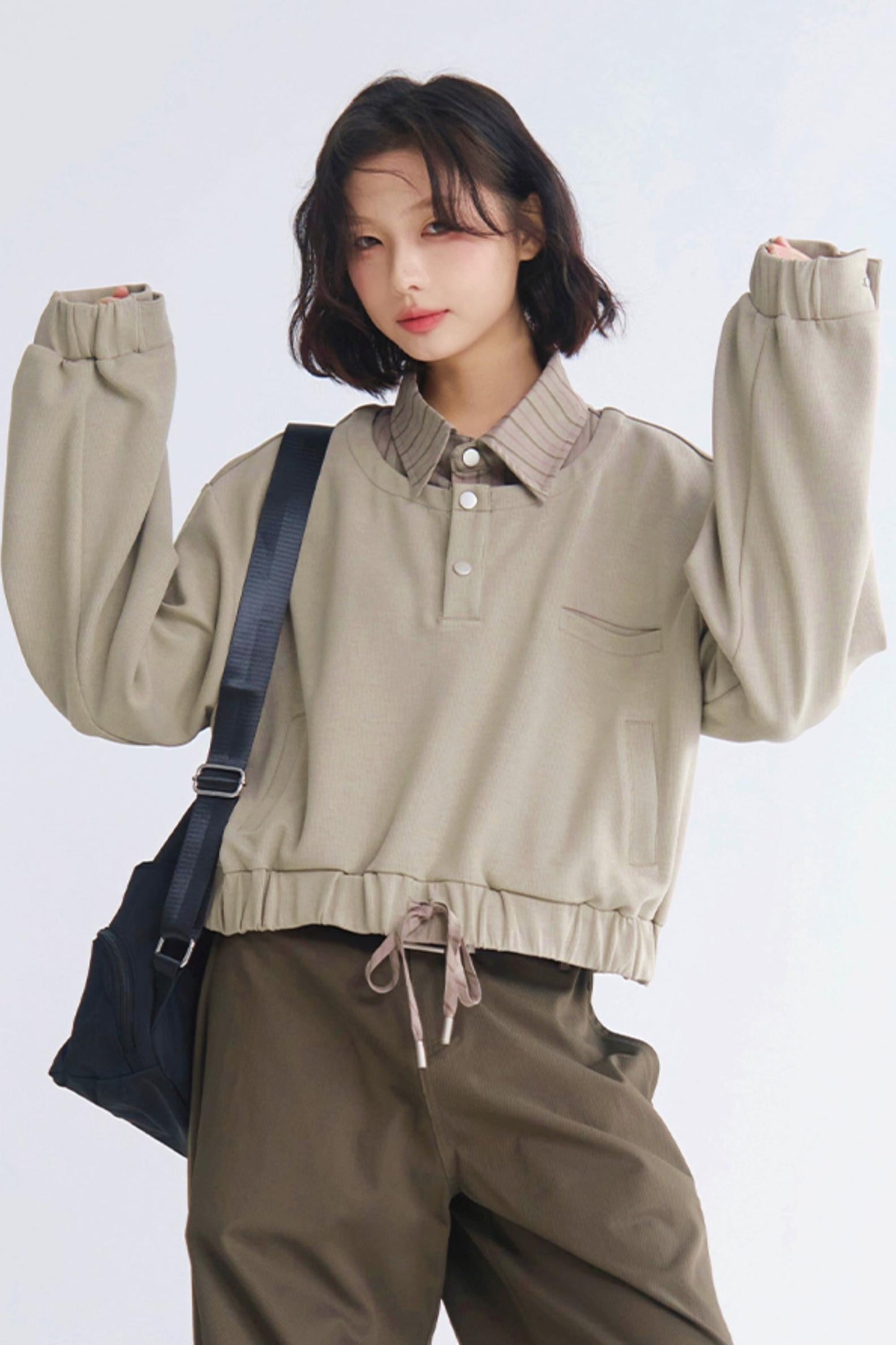 Sweater Top Collar Layered Look