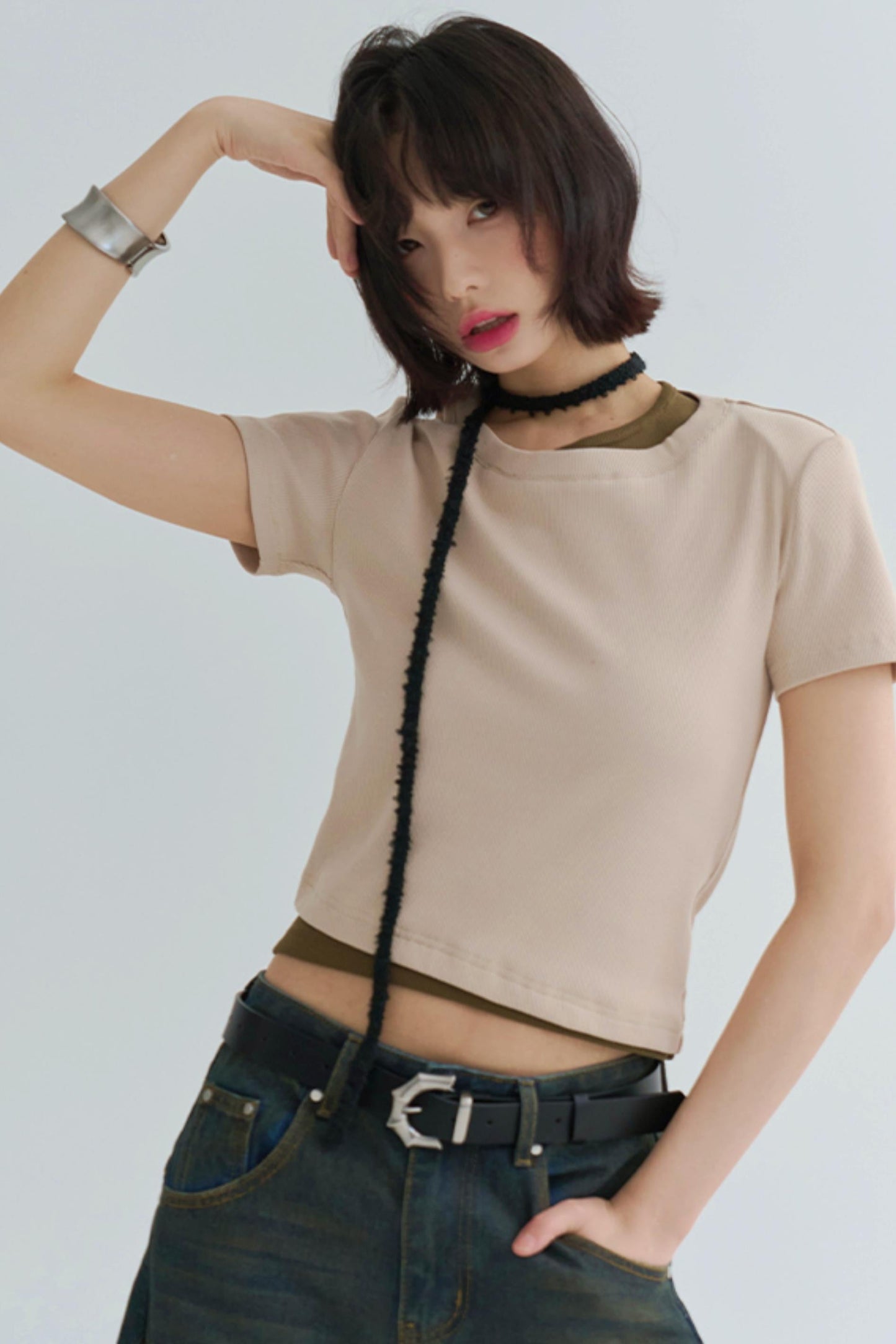 cotton T-shirt slim-fit Stretch