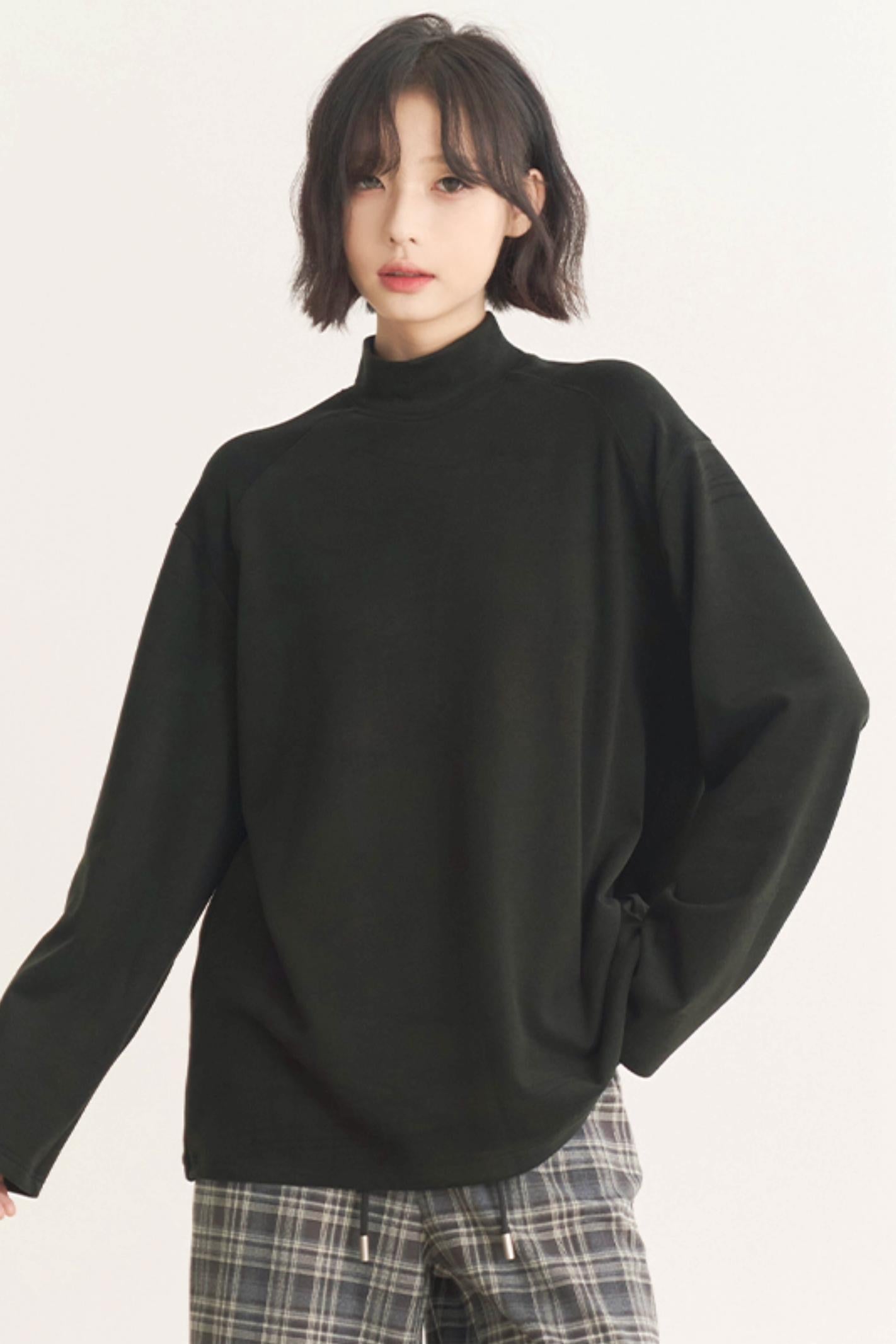 Gravity Museum Flower Turtleneck Loose Damenmodell Frühling/Herbst T-Shirt