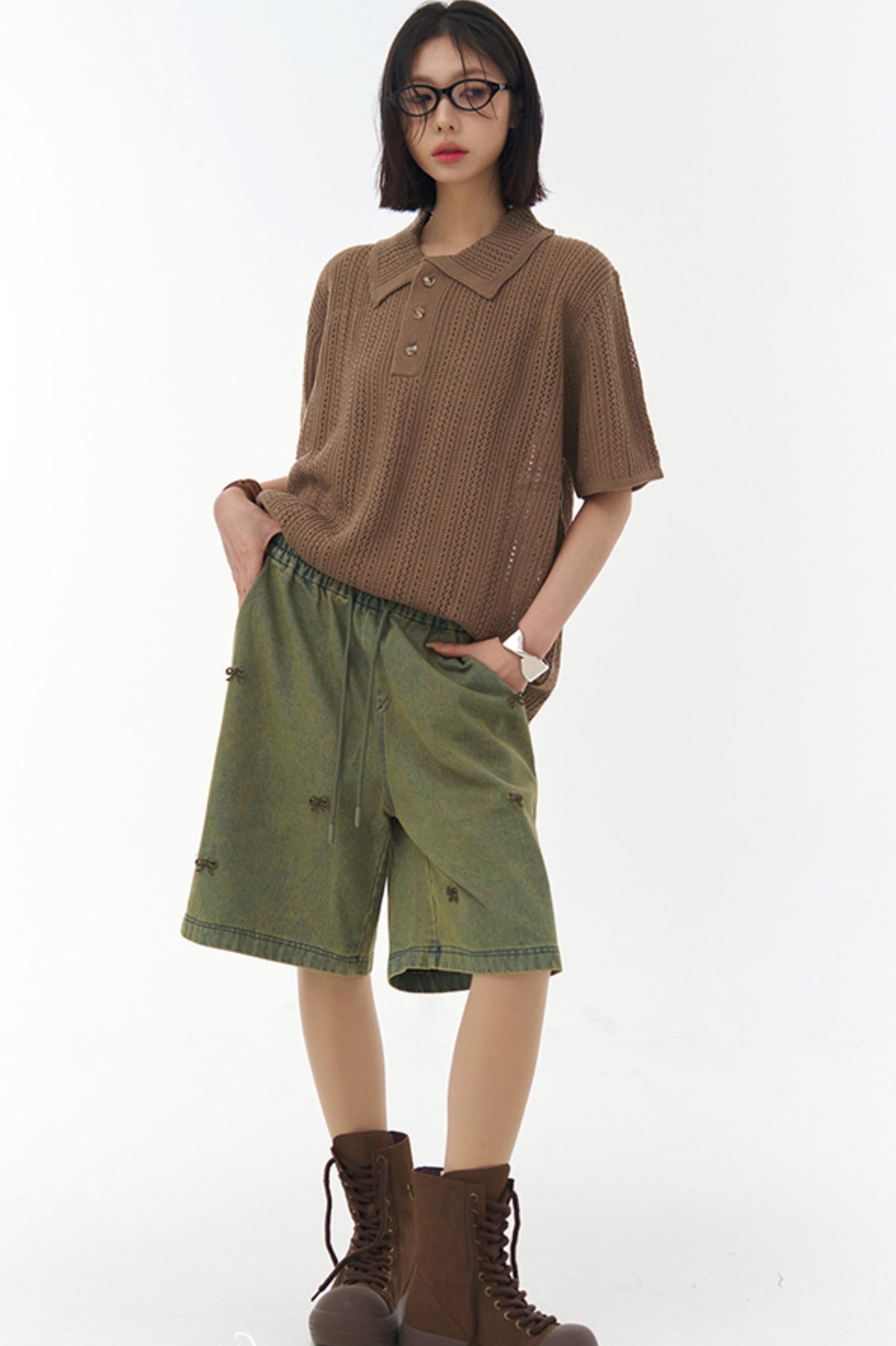 Sheer Mesh Collared T-Shirt