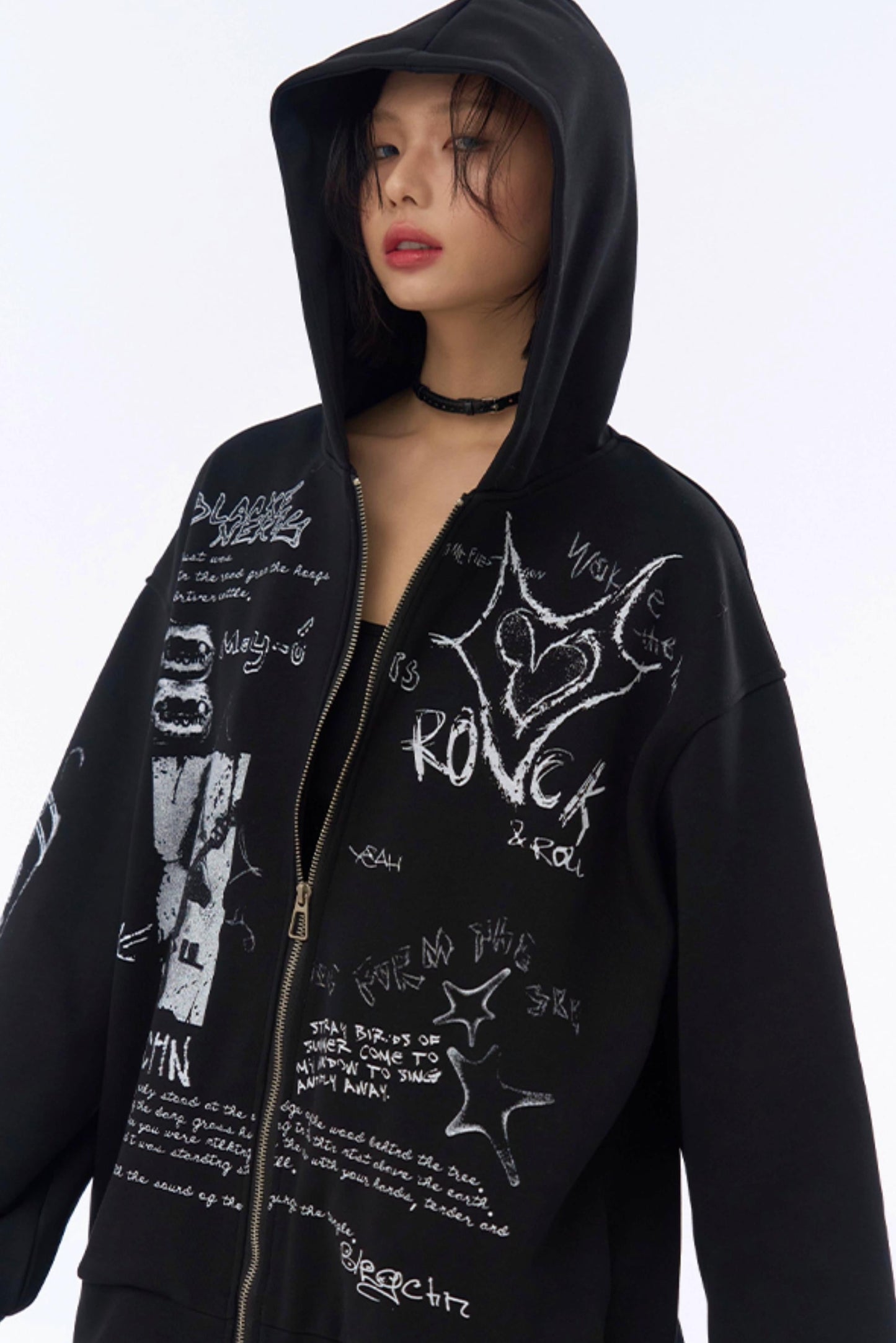 Hooded Loose Hoodie Graffiti