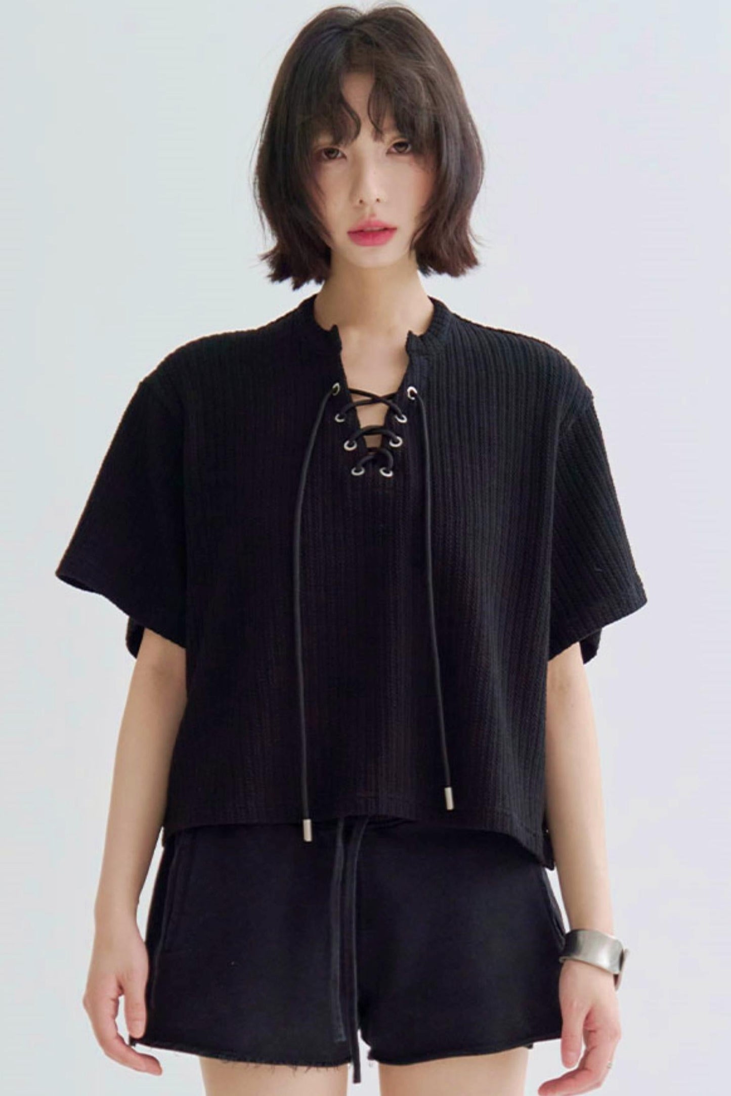 Loose Fit T-Shirt V-Neck Knit