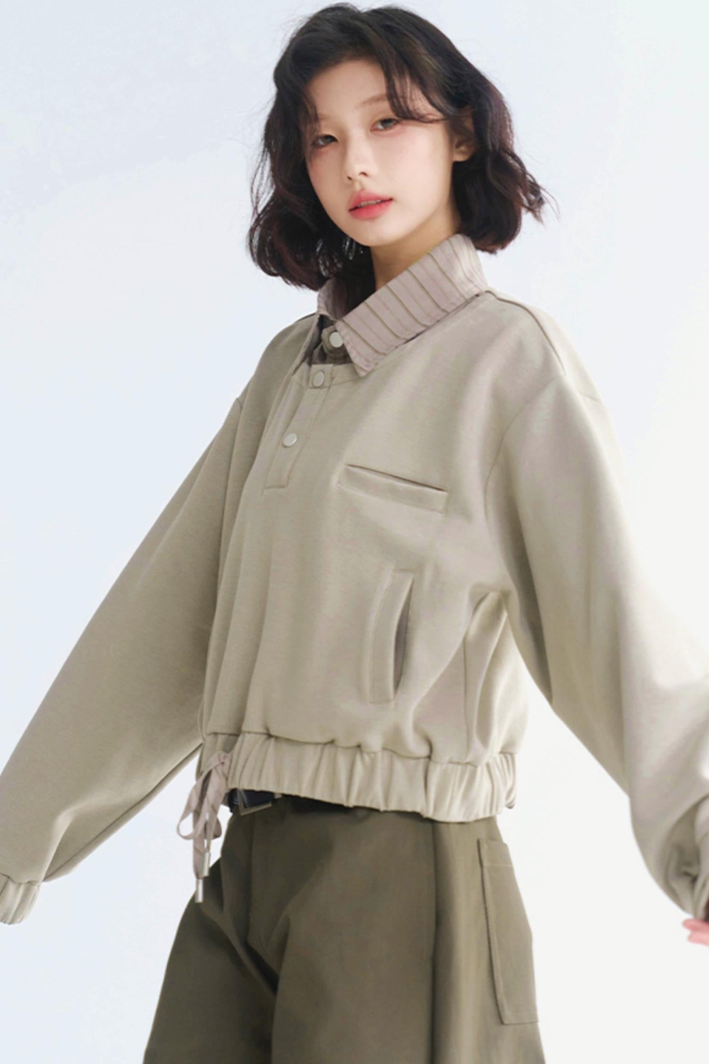 Sweater Top Collar Layered Look
