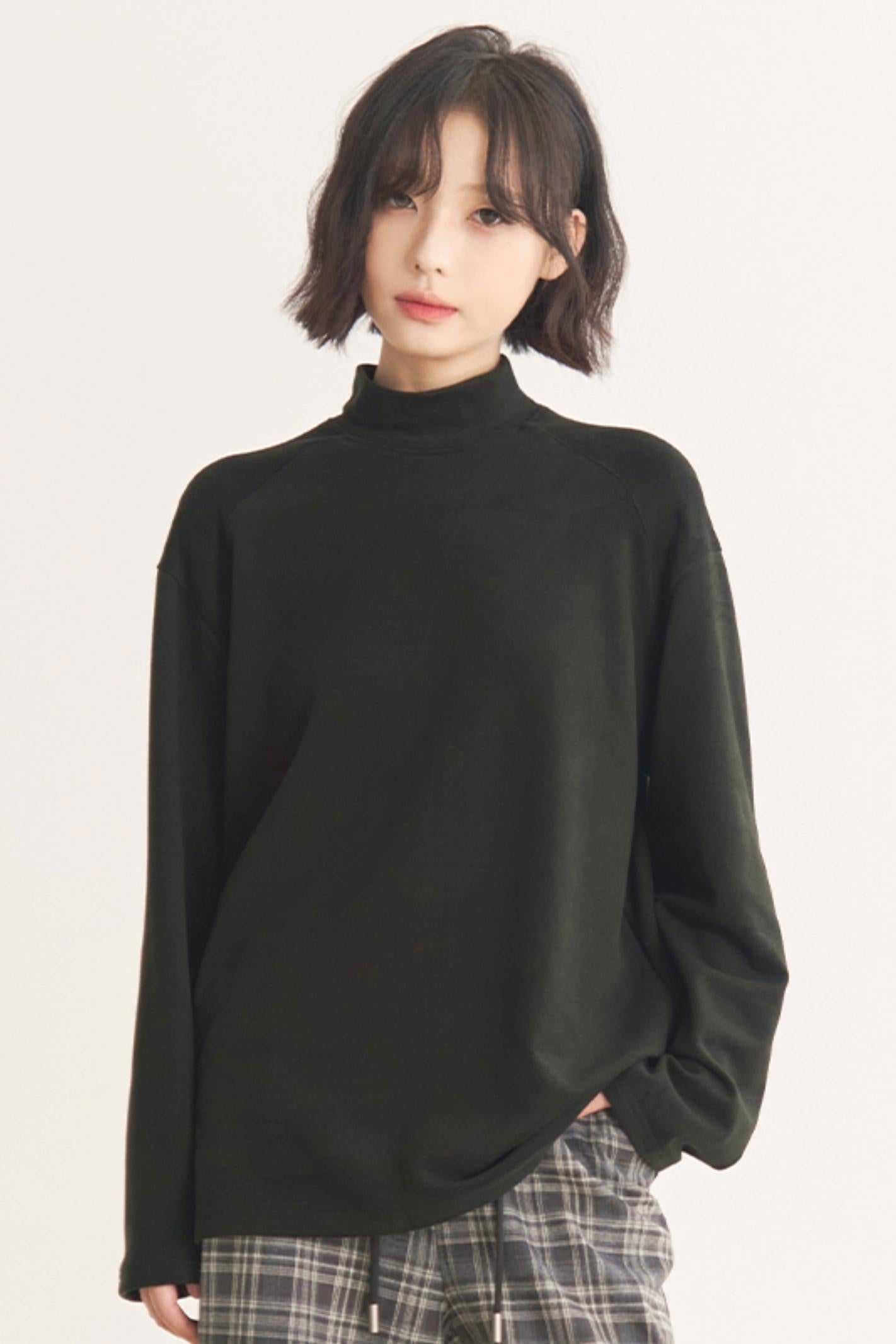 Gravity Museum Flower Turtleneck Loose Damenmodell Frühling/Herbst T-Shirt
