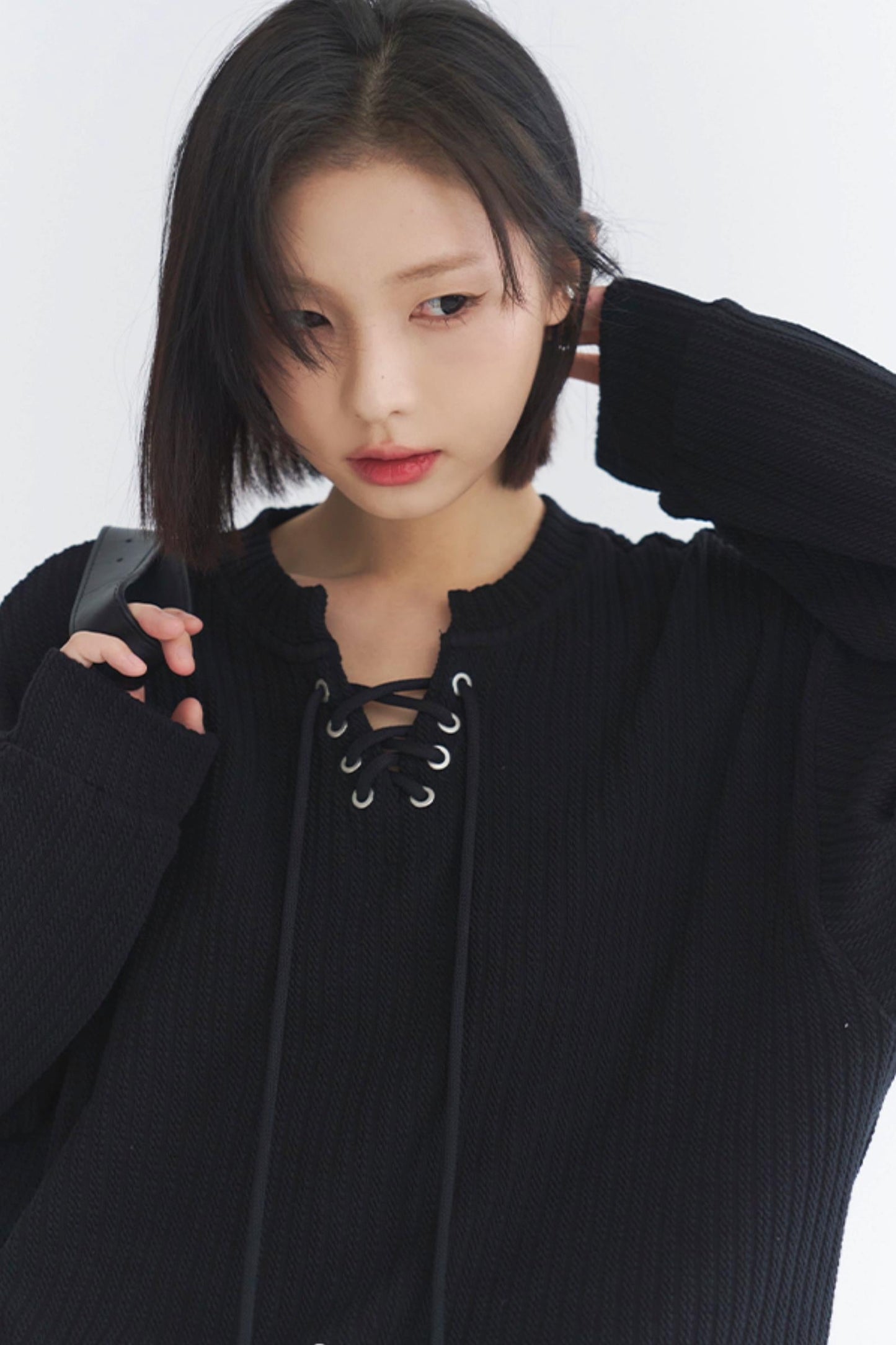 Oversized knit top V-neck