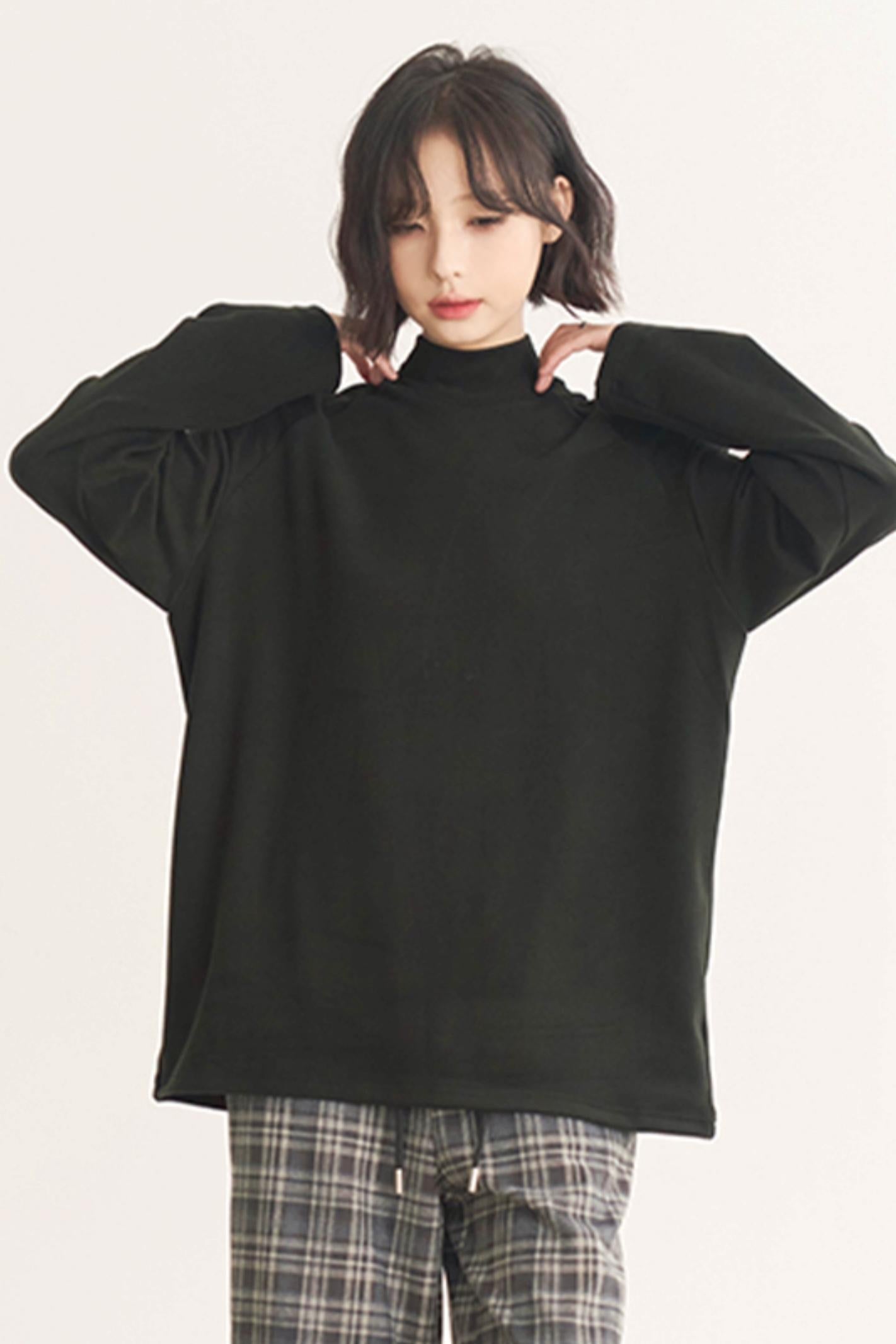 Gravity Museum Flower Turtleneck Loose Damenmodell Frühling/Herbst T-Shirt