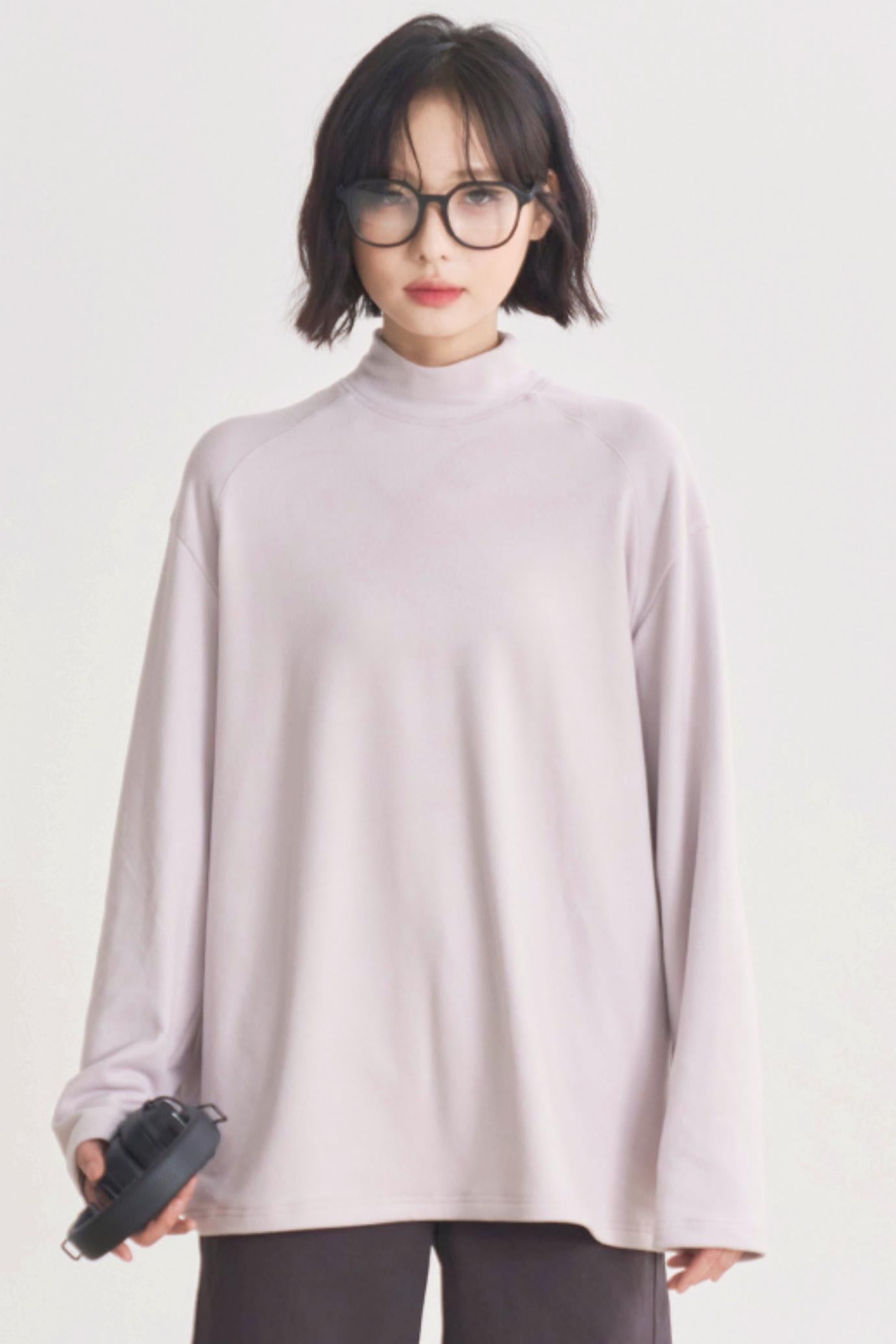 Gravity Museum Flower Turtleneck Loose Damenmodell Frühling/Herbst T-Shirt