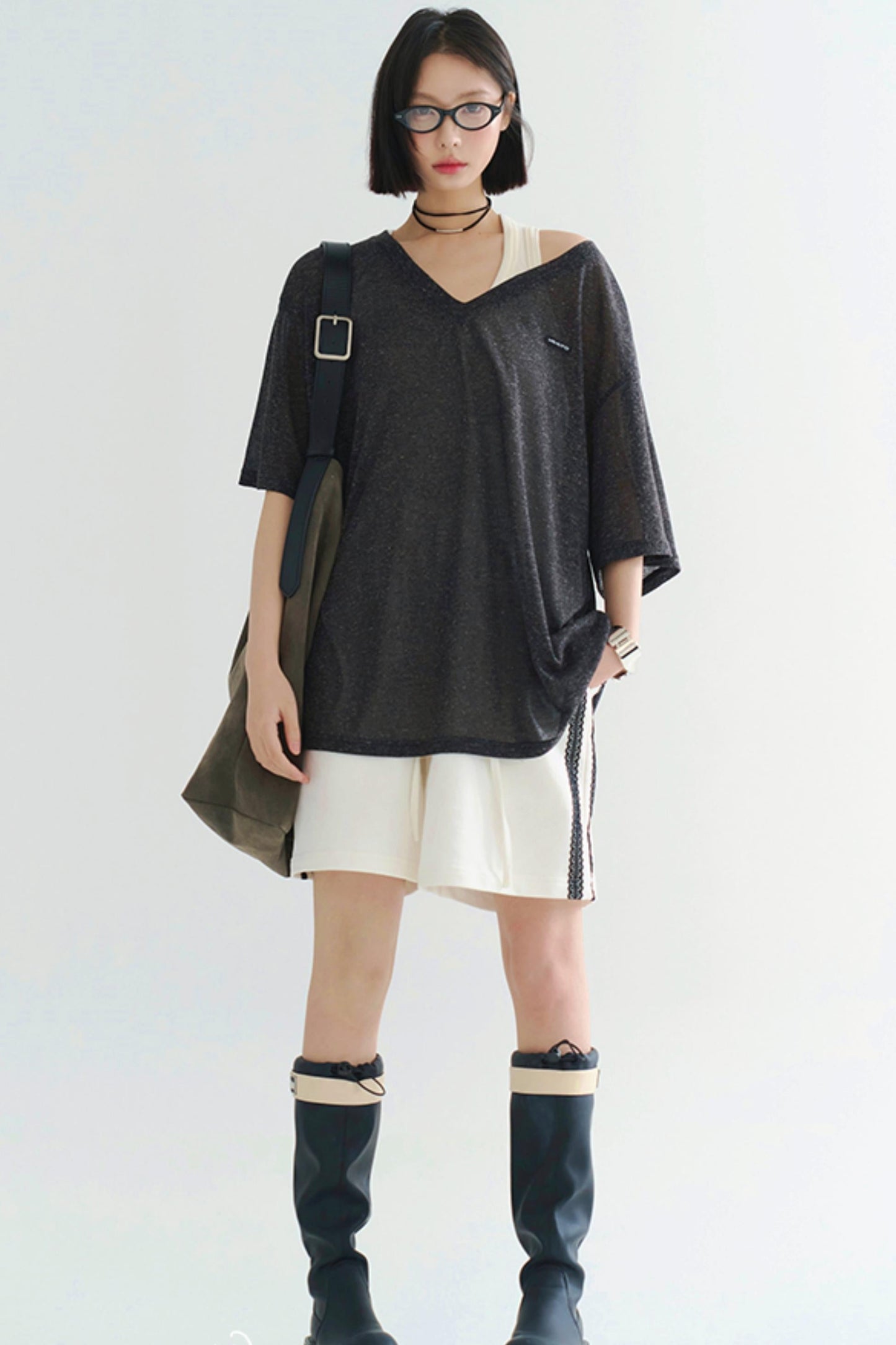 Lightweight Sheer V-Neck T-Shirt
