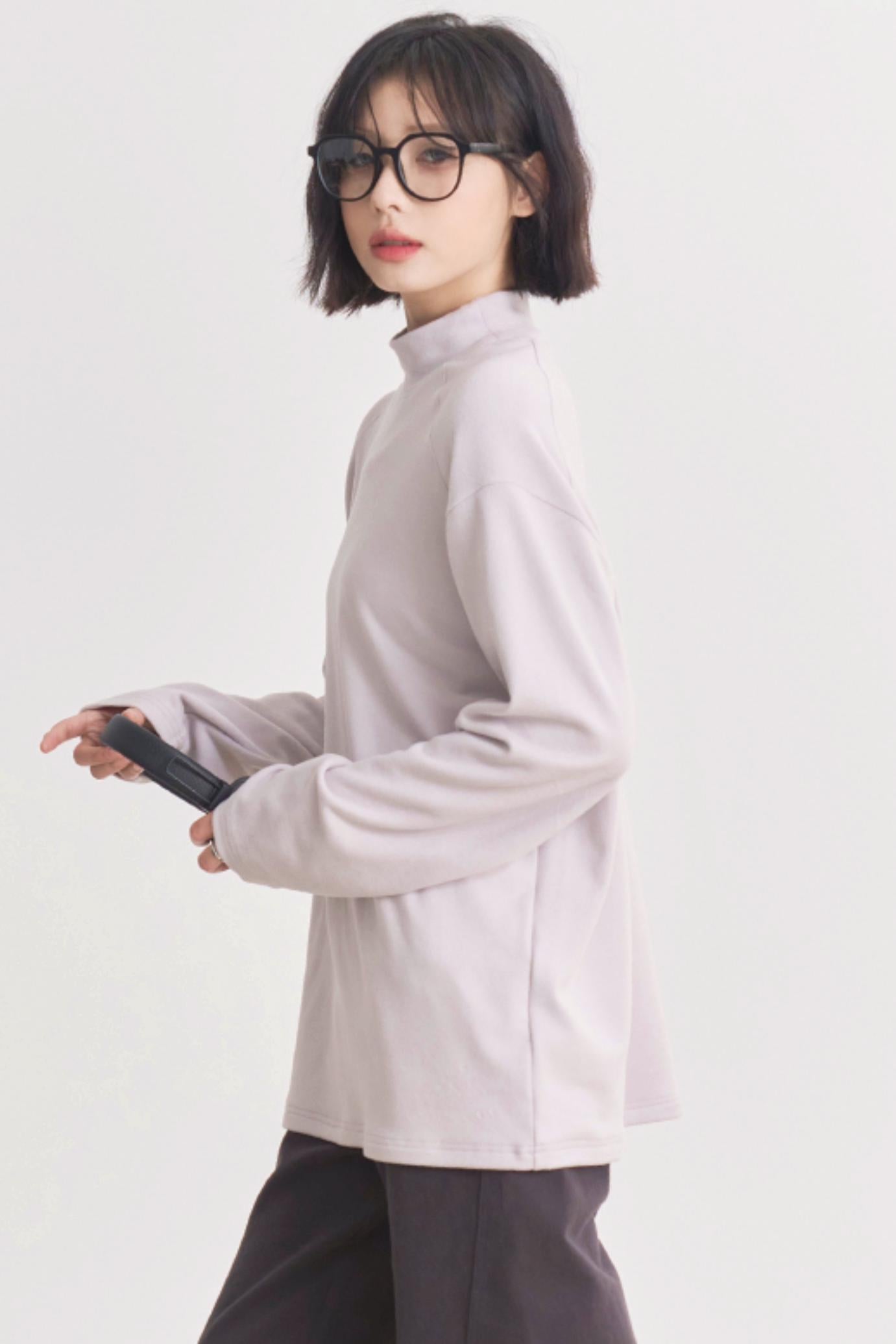 Gravity Museum Flower Turtleneck Loose Damenmodell Frühling/Herbst T-Shirt