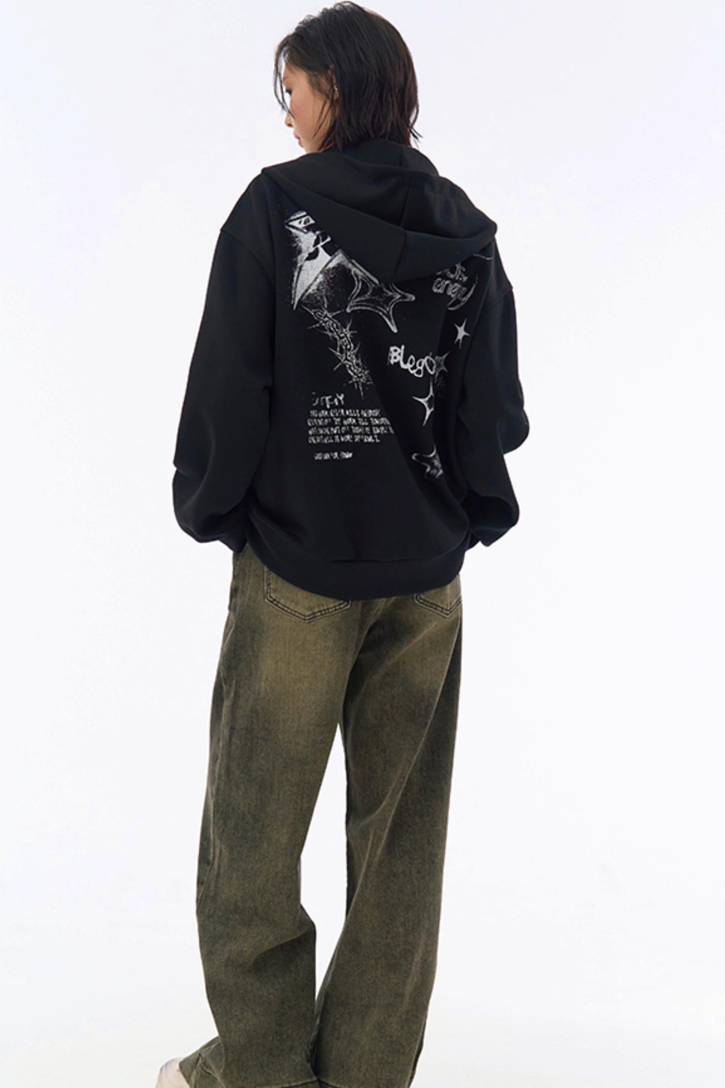 Hooded Loose Hoodie Graffiti