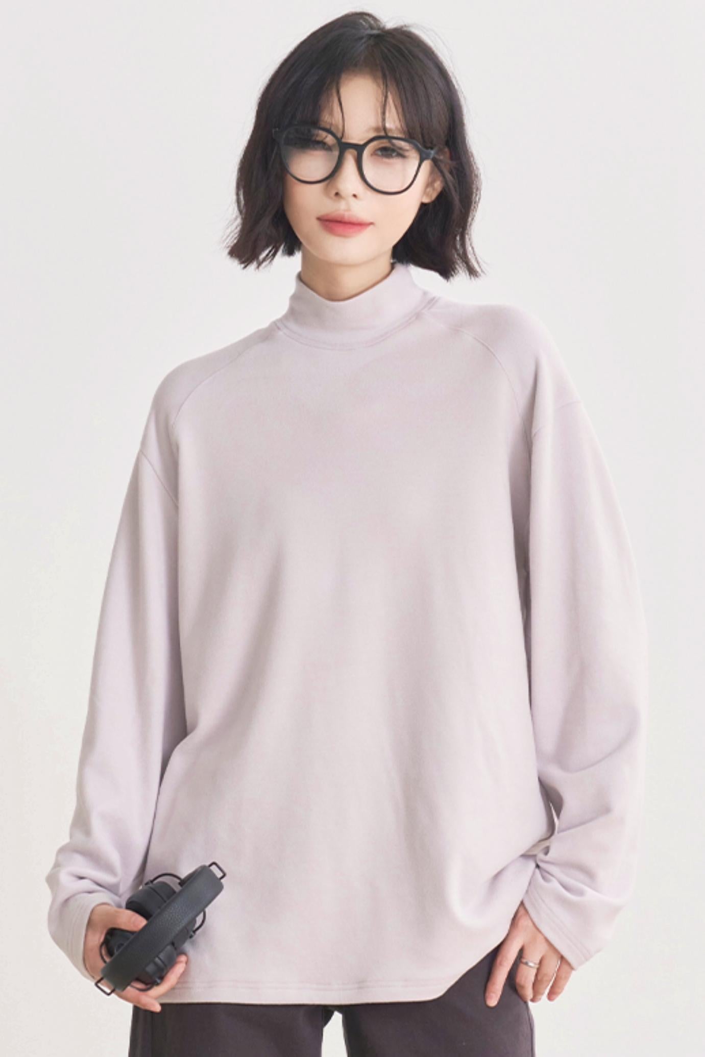 Gravity Museum Flower Turtleneck Loose Damenmodell Frühling/Herbst T-Shirt