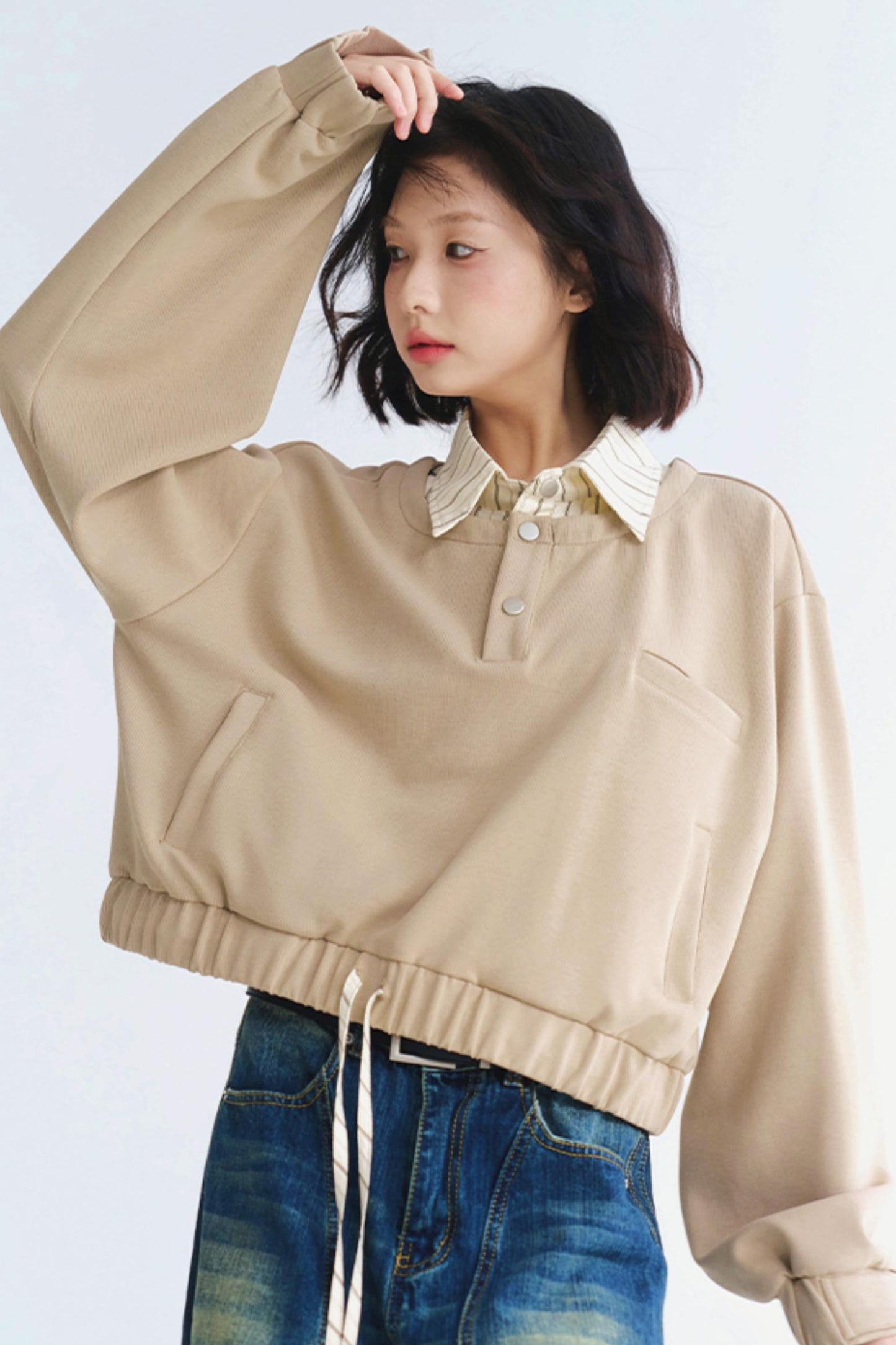 Sweater Top Collar Layered Look