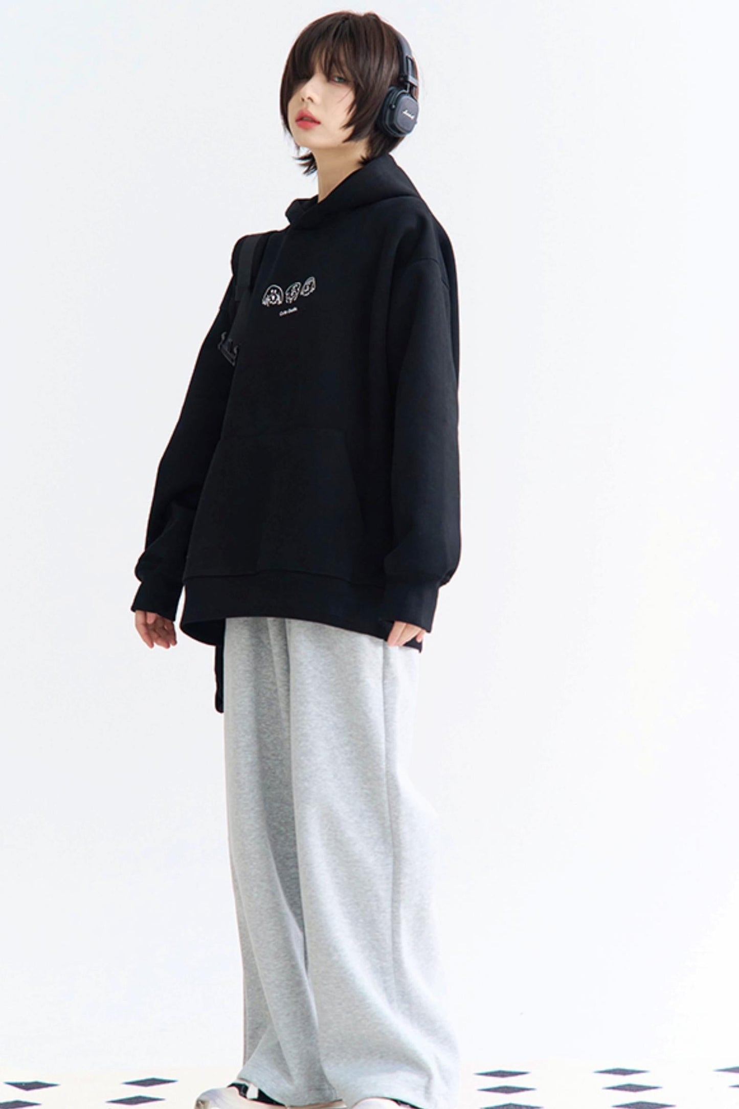 Sweatshirt mit Kapuze und Welpen-Print