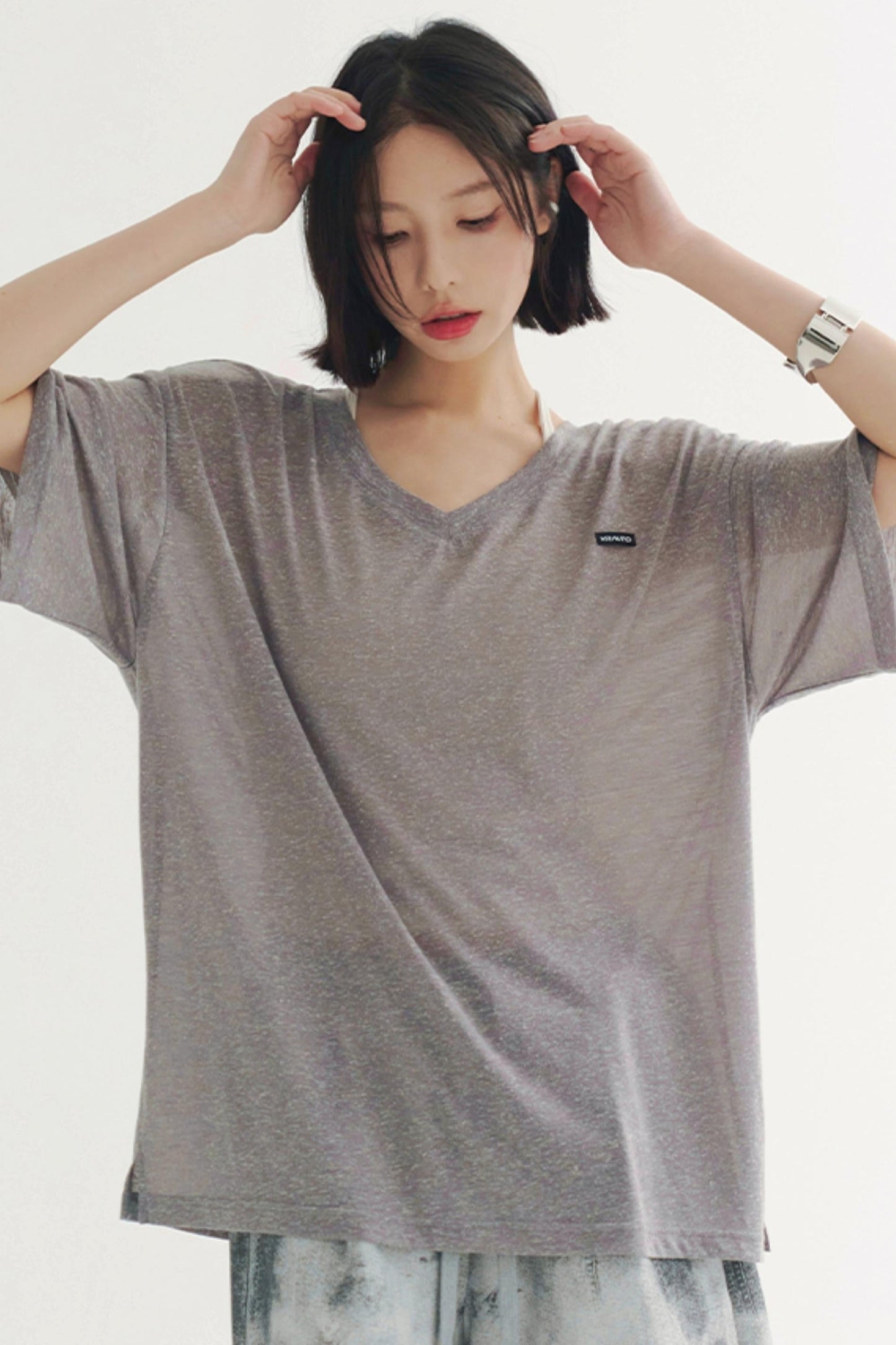 Lightweight Sheer V-Neck T-Shirt