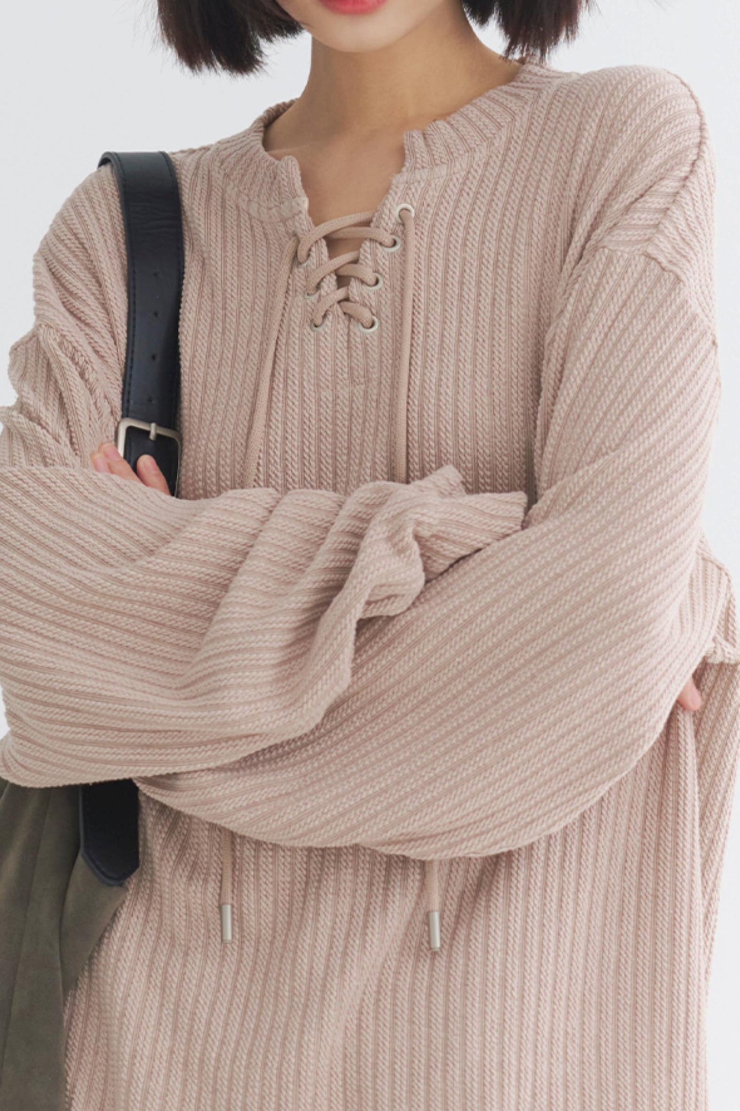 Oversized knit top V-neck