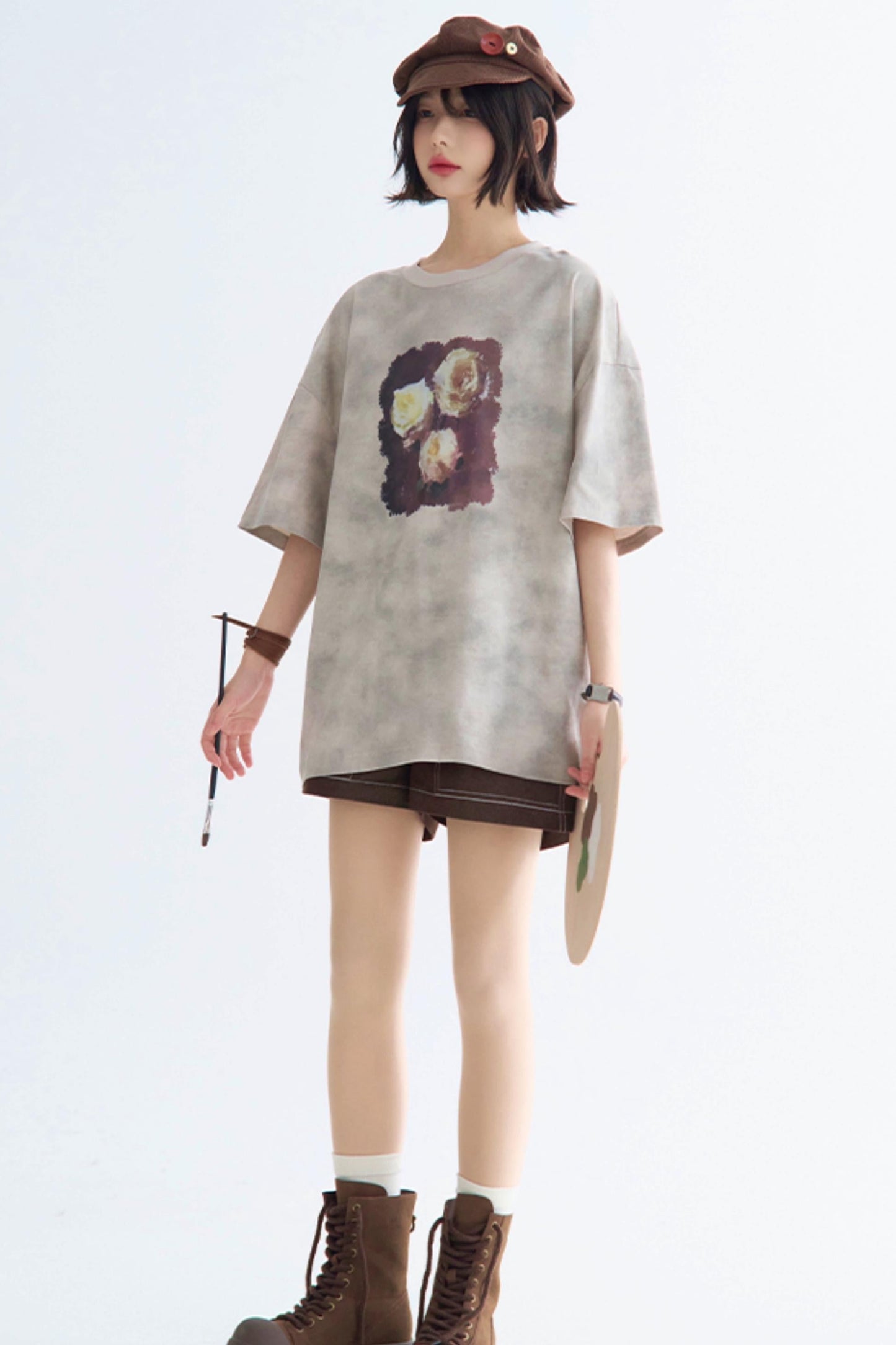 Rose T-Shirt Tie-Dye Print