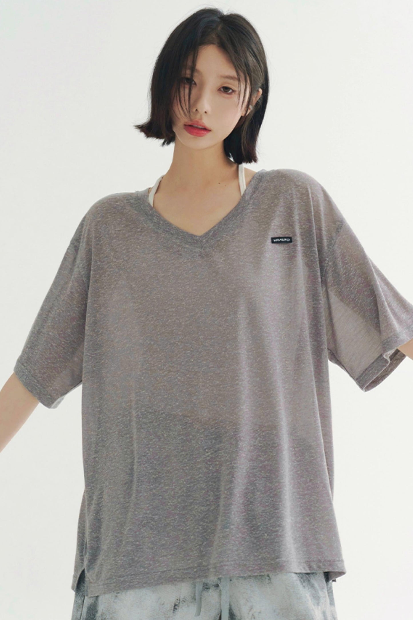 Lightweight Sheer V-Neck T-Shirt