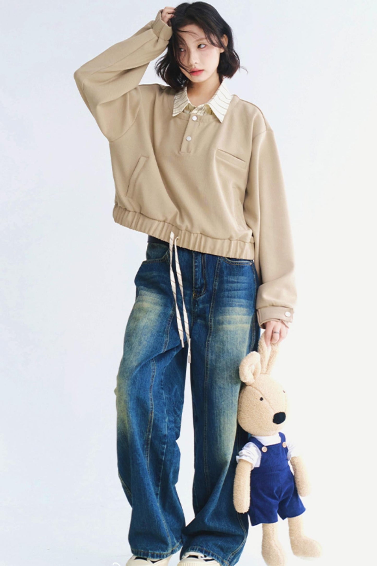 Sweater Top Collar Layered Look