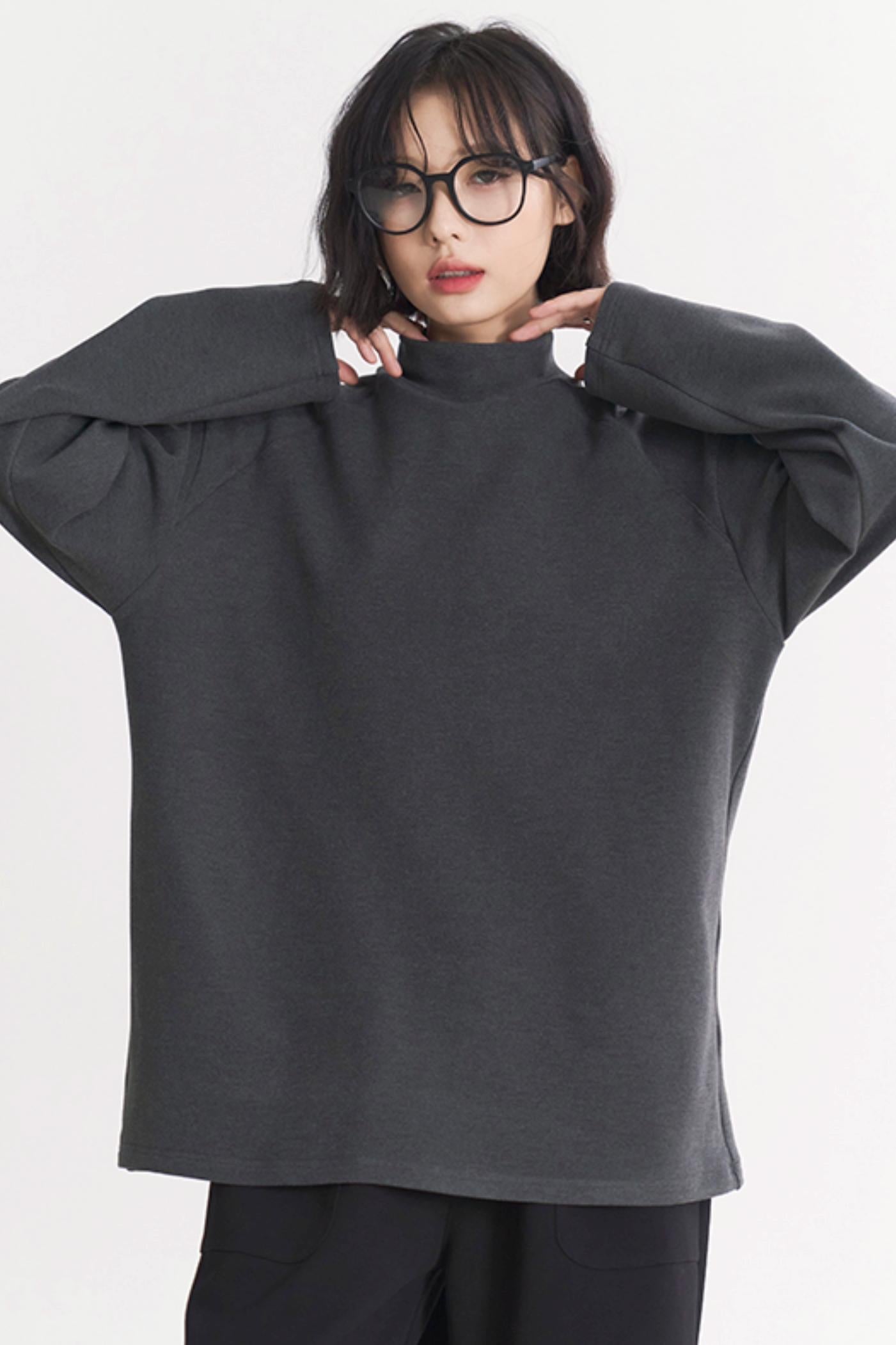 Gravity Museum Flower Turtleneck Loose Damenmodell Frühling/Herbst T-Shirt