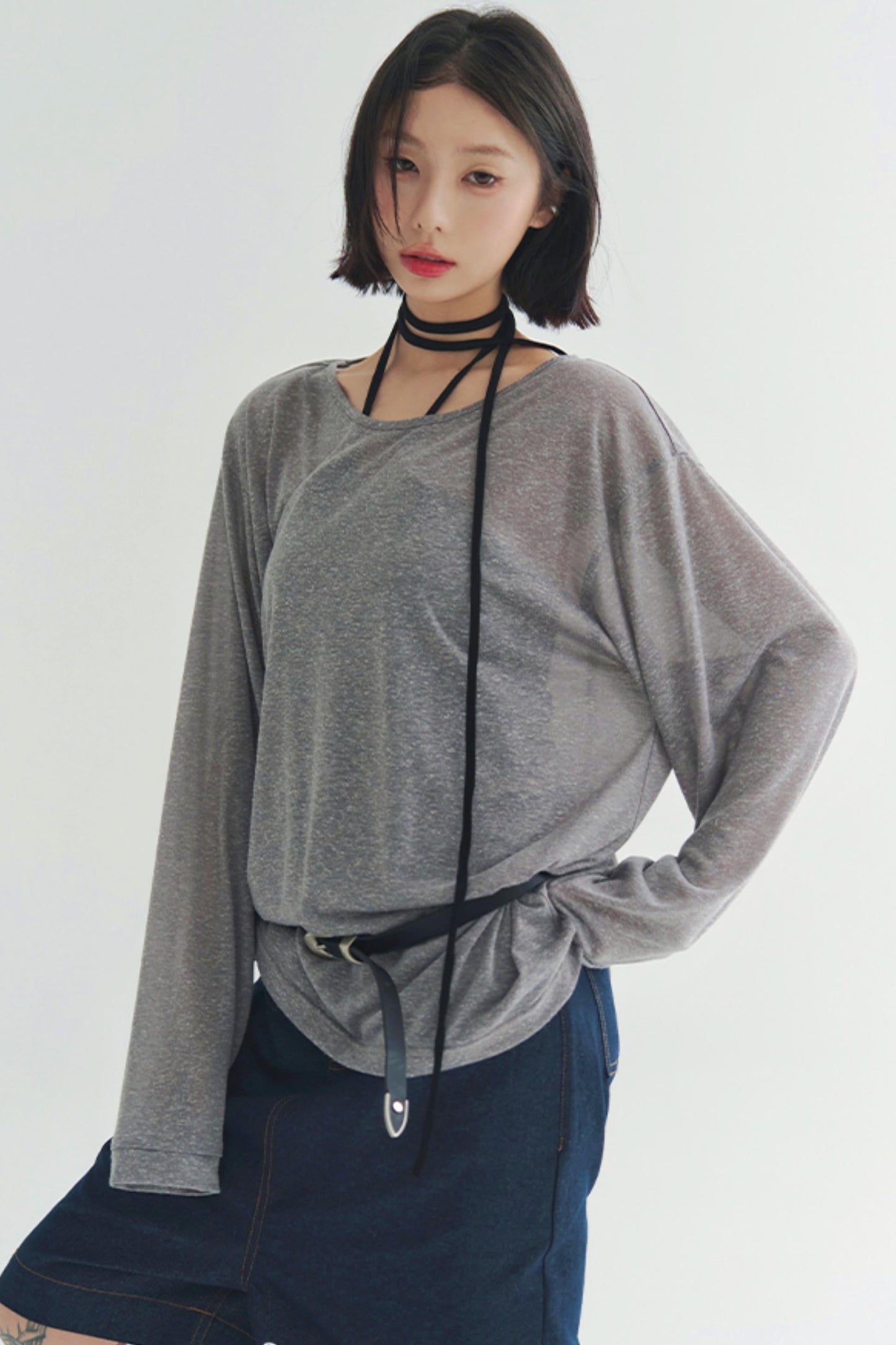 Lightweight Sheer V-Neck T-Shirt