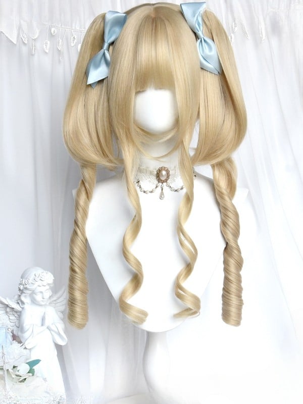 Full Curly Double With Roman 45CM Wig Length Blonde + Claw Clips Bangs Ponytail
