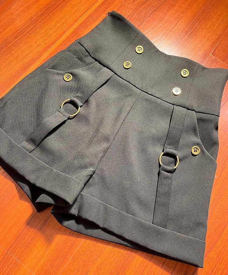 Lolita Back Shorts Black High Ouji Fashion Lace-up Waist