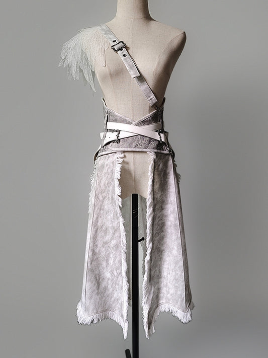 One-Shoulder with Gray Corset Ouji Lolita Strap Tailed Belt Detachable