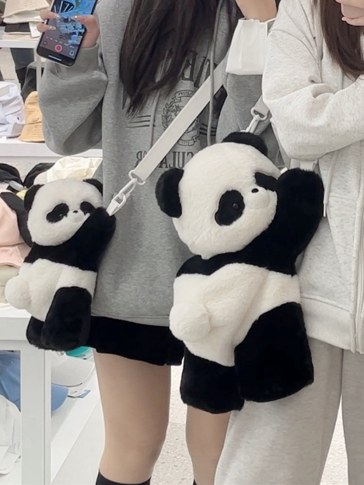Cute Giant Panda Black and White Plush Backpack/Crossbody
