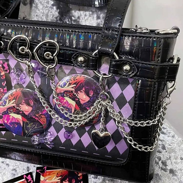Bag Black Chains Shoulder Detachable Ita