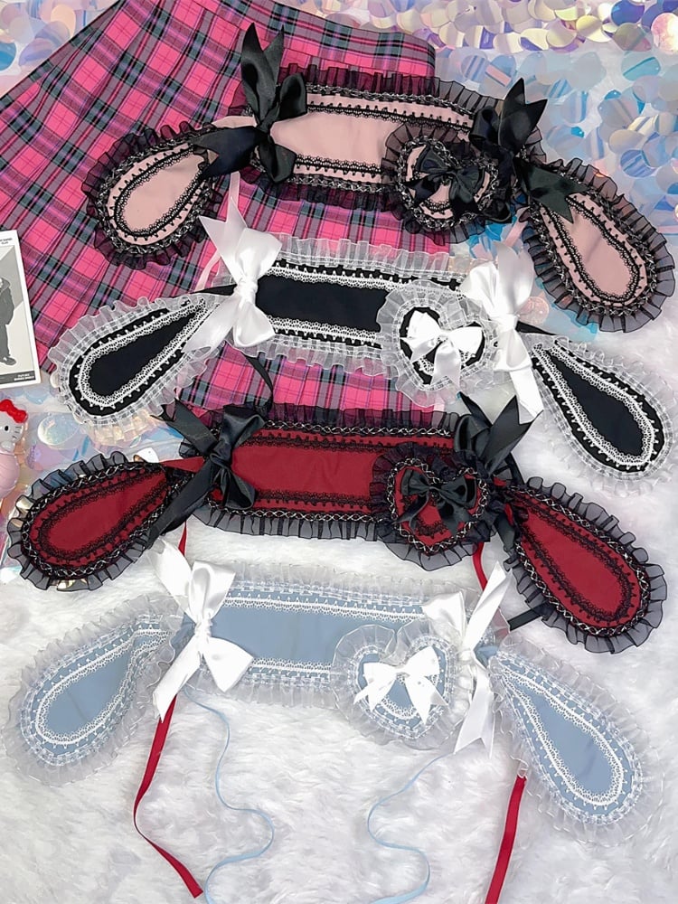 Y2K Lace Trim Bunny Ears Design Jirai Kei Hairband