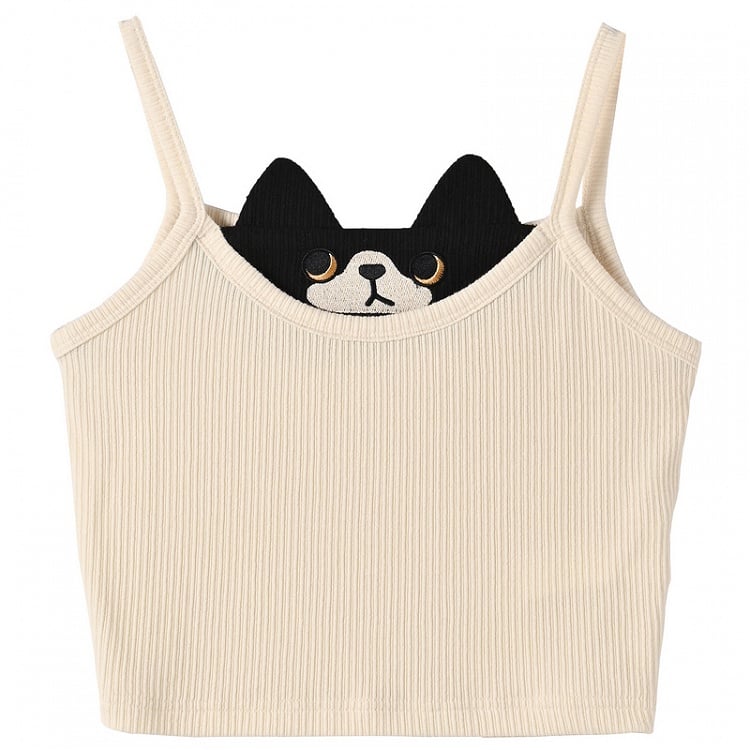 Black Kitty Design White Glamorous Cropped Cami Top
