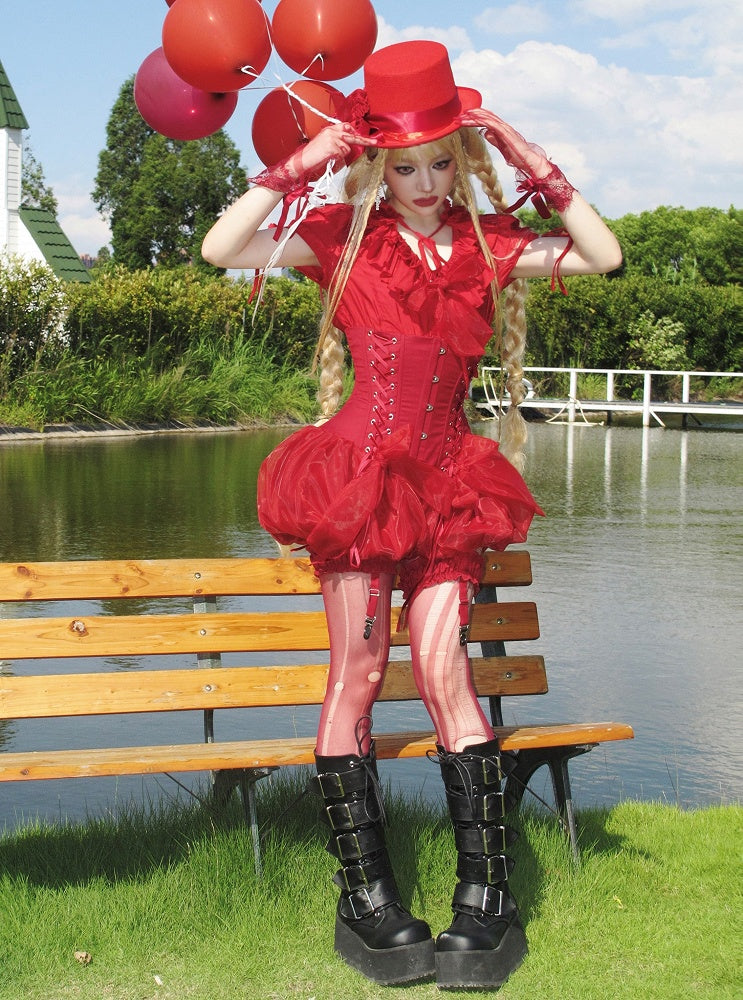 Gothic Waist Lolita Corset Super Red High Shorts