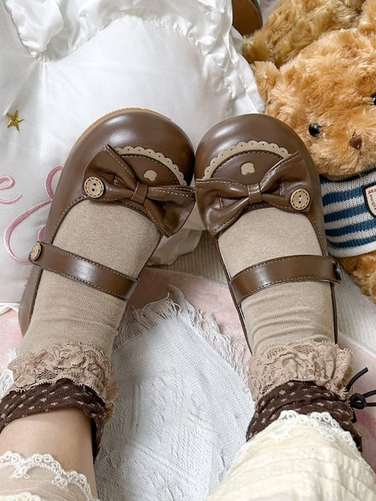 Schuhe PU Scalloped - Sweet Hem Flat Braun