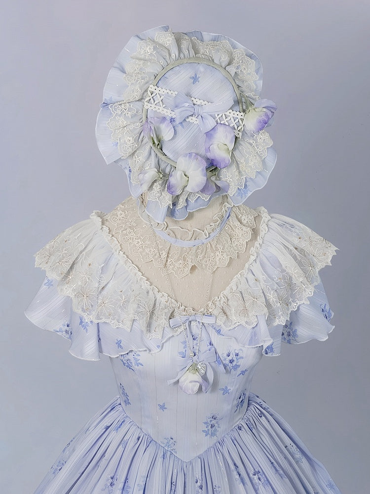 Hut Blau Stiefmütterchen Elegant Lolita Dekoriert