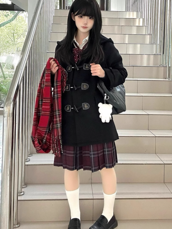 Musterrock 55CM Plissee Rot Uniform JK Plaid