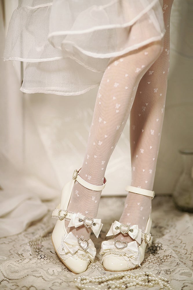 Wedge Fashion Shoes Cut-out Heels Gyaru Heart White Jirai Kei Janes Mary