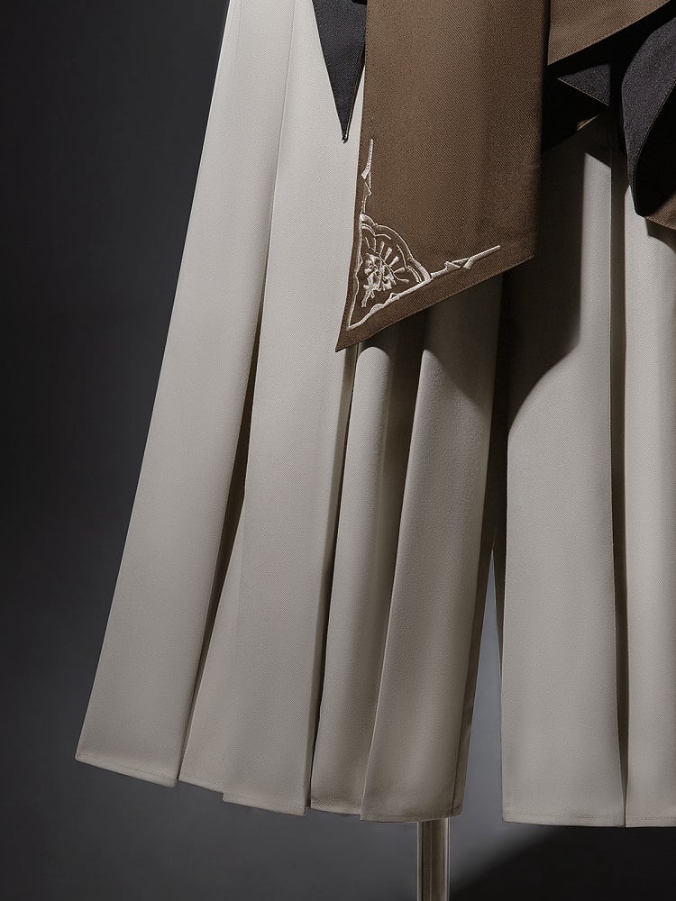 Ouji - Pieces Steampunk Sleeves Shirt Waistcoat Lolita Set Pants Straight-leg Short + Long Three One-shoulder