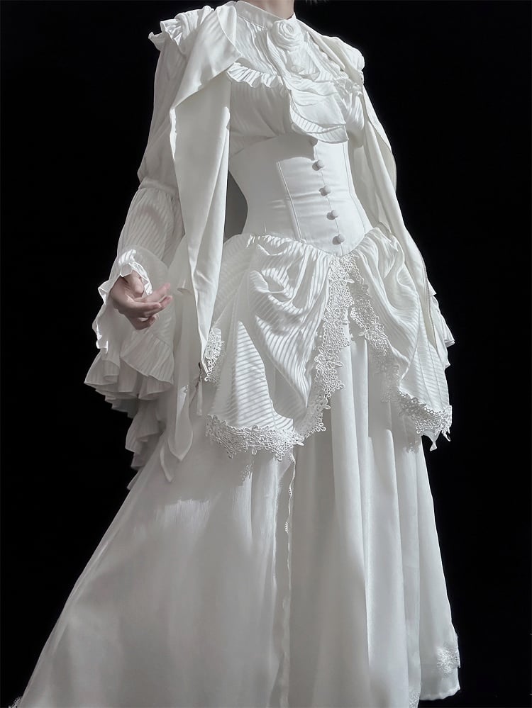 Bust Gothic Waist Under Lolita White Skirt Boned High Aristocrat Corset