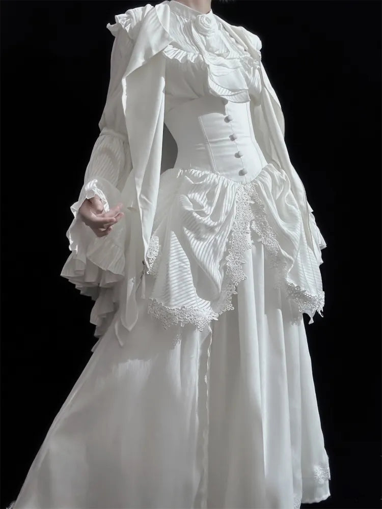 Gothic Skirt White Aristocrat Bust Lolita Boned Waist Under Corset High