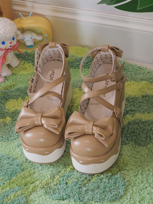 Platforms Light Brown Crisscross Toe Design Sweet - Round