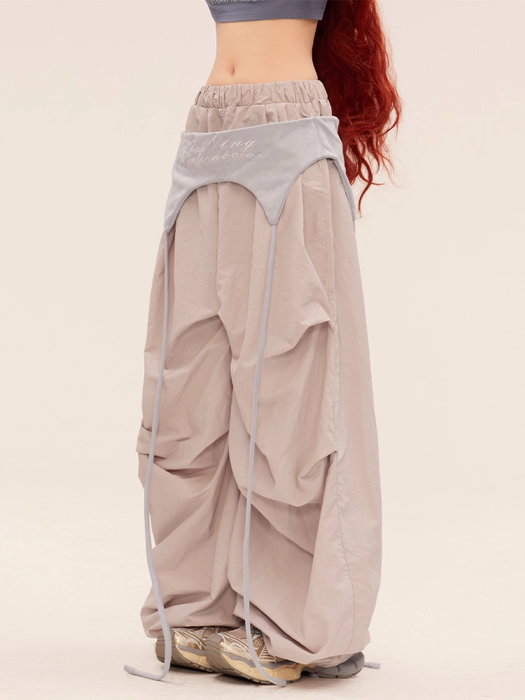 Taille Grau Vintage mit Weitem Bein Casual Pants Accessoire