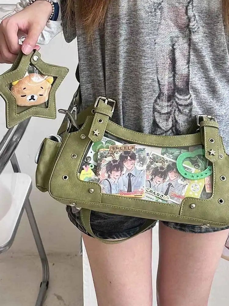 With Ita Y2K Shoulder Charm Green Bag PU Star