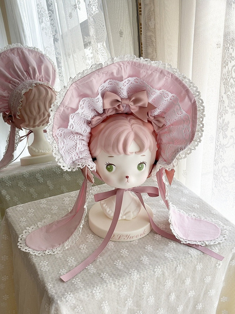 Blue Red / Bunny Bonnet Pink Ears Black