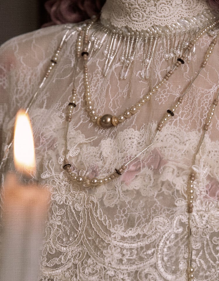 Bead High Shawl Victorian Cream Collar Lace Light Tassels Cape