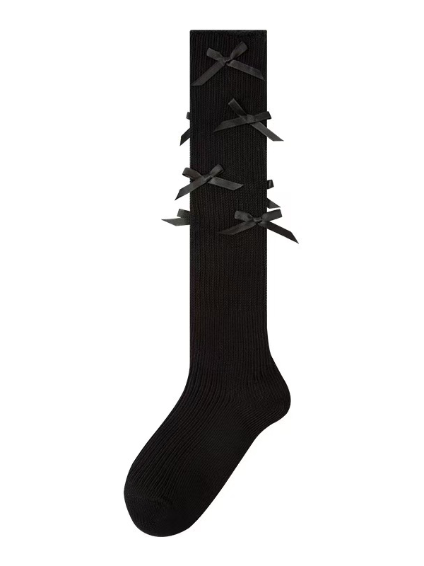 Weiße süße Wadensocken mit Schleife