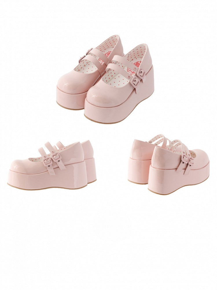 Plateau-Riemen Sweet Buckle mit Schuhen Dual Jane Mary Pink
